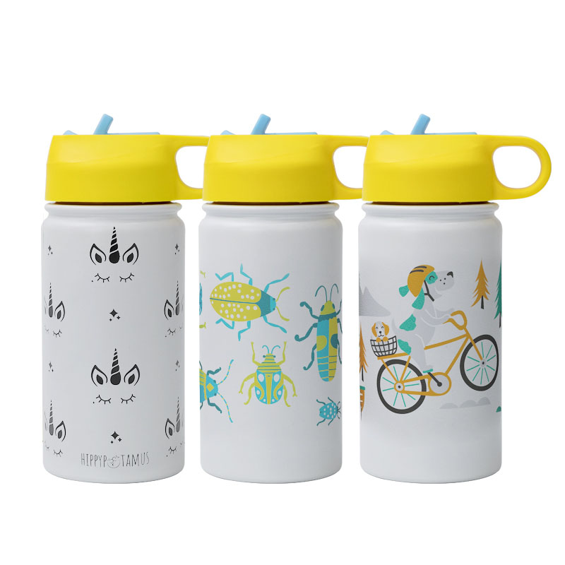 Hot Selling Custom Logo12oz 350ML Double Wall Stainless Steel Eco Friendly Kids Water Bottle with Straw Kids